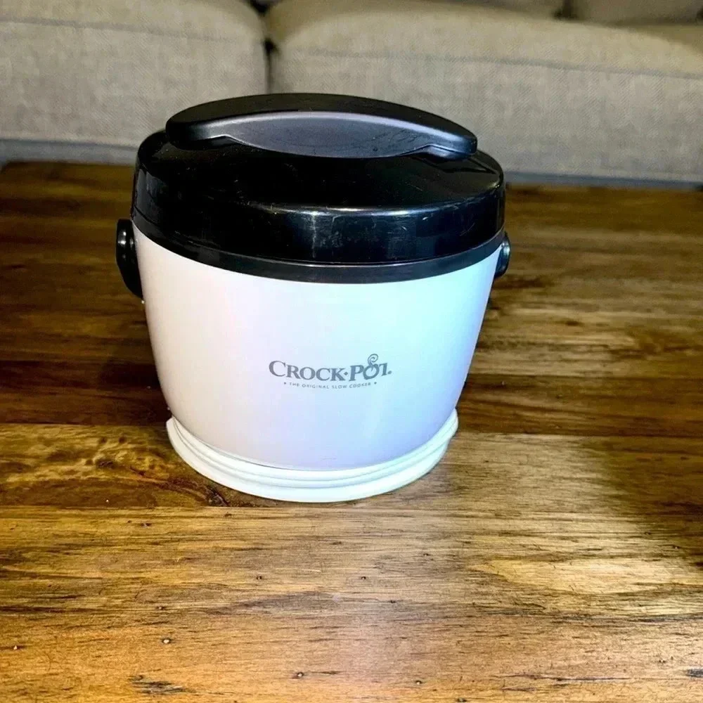 Crockpot Electric Lunch Box, Portable Food Warmer On-the-Go, 20oz Black/White